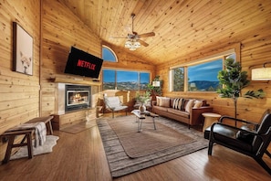 All wood interior, rustic cabin feel meets thoughtful modern interior
