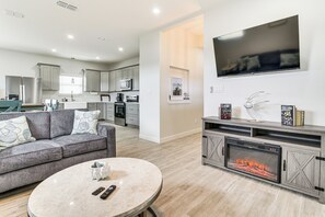 Living Room | Central A/C & Heating | Single-Story Home