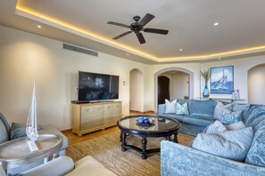 Living room w/ Satellite TV