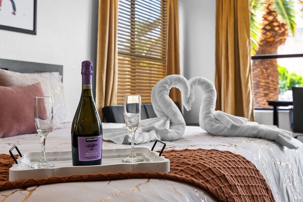 Enjoy a warm welcome with champagne for your arrival