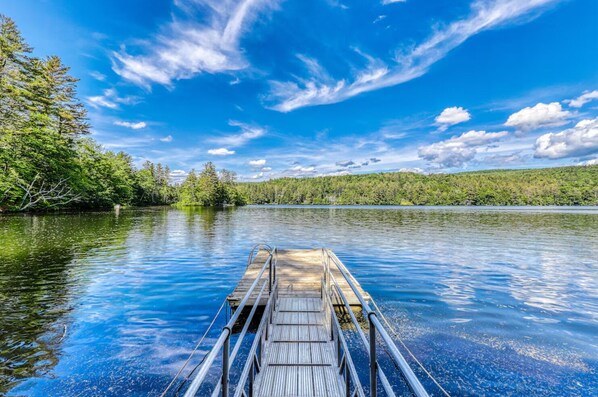 Jump off the dock right from the landing of the home than relax in the hot tub!