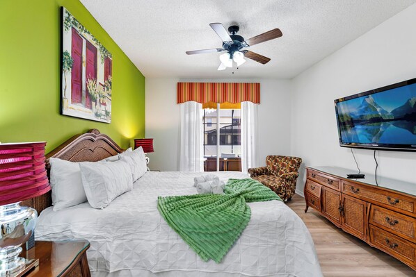 Elegant king bedroom with a private ensuite bathroom, offering comfort and relaxation for a perfect stay.
