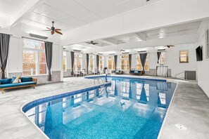 With an oversized heated indoor pool, enjoy gathering year-round, never weather dependent again!