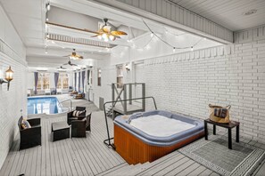 The hot tub is just the place to relax at the end of the day.