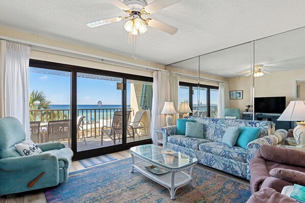 Living Room with Beachfront View