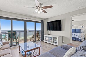 Living Room with Beachfront View - Living Room with Beachfront View