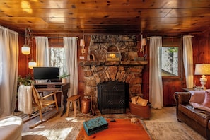 Stone fireplace
