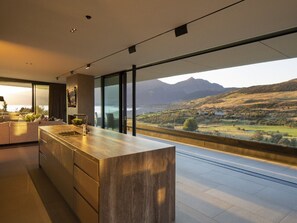 Kitchen with mountain views
