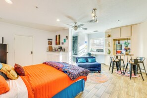 Studio Interior | Single-Story Unit | Central A/C & Heating