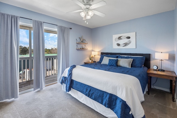 Kate's Place at 13554 Perdido Key Drive - Primary bedroom has brand new bedding!