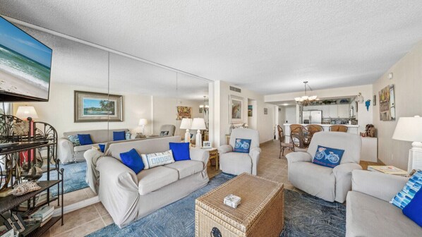Living room with plenty of seating for guests.