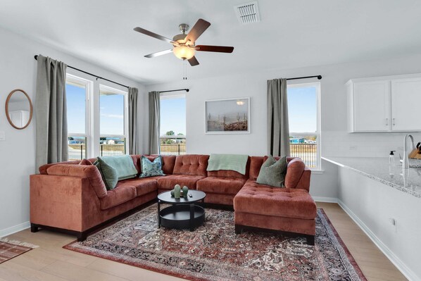 Relax and unwind in the cozy living space
