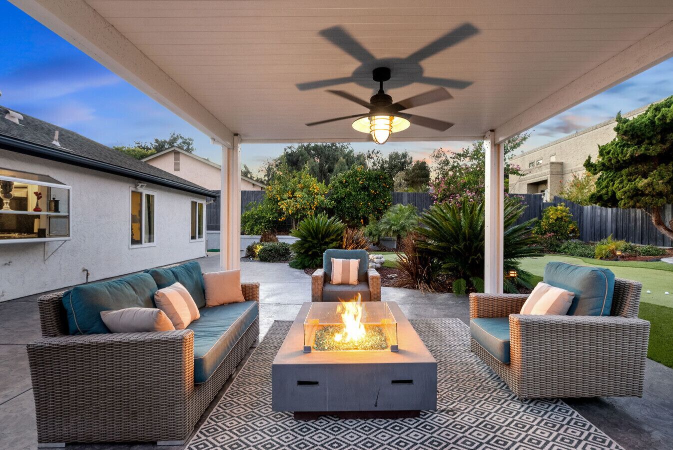 Relax by one of two fire pits in the backyard!