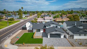 Overhead shot of property.