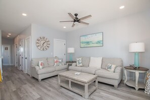 Spacious Living Room with Water View