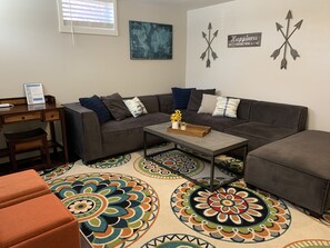 Lower Level Living Area with Smart TV | Perfect for movie night!