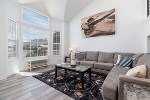 Living area with mountain view