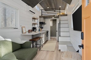 view of living space and kitchenette