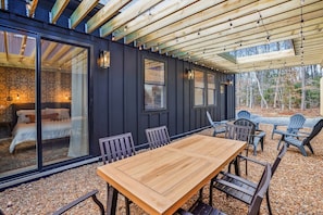 View of private courtyard towards the private parking area.