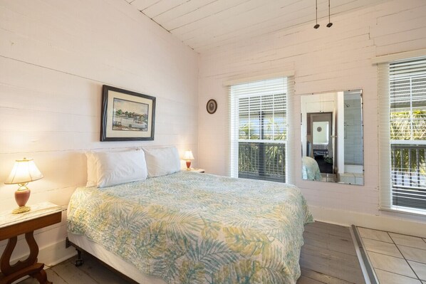 Room 23 has a comfortable queen bed, high ceilings, ensuite and windows looking over the deck to out to B Street