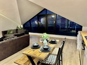 Open plan living room and kitchen 