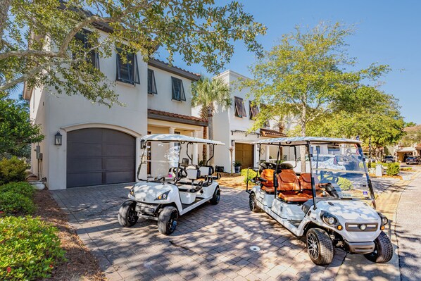 Front of Home with Golf Carts