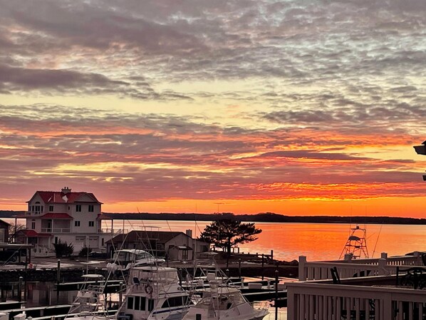 Enjoy water views and beautiful sunsets from the deck
