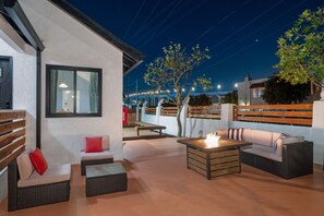 Cozy patio with firepit