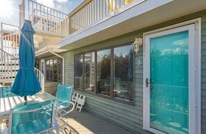 Front Door with Roof Deck Above 