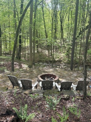 Secluded huge firepit area and firewood available for your use.