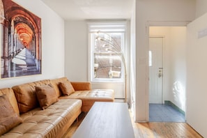 Bright and cozy living room with natural sunlight