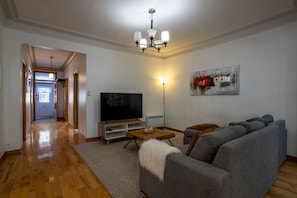 Open layout leading into a stylish living area with entertainment zone