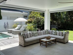 outdoor lounge on the deck