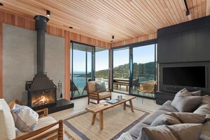 Living room with fireplace