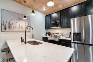 Spacious countertops make meal prep a breeze.