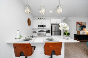 Fully equipped kitchen with all the appliances you need for home-cooked meals.