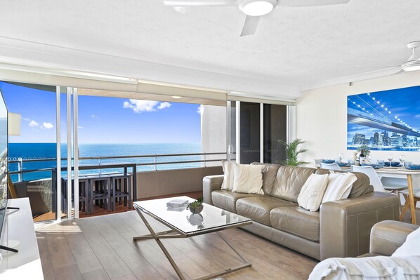 Experience luxury living while lounging around this elegant living room