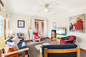 With cozy seating and entertainment options like a Flat-Screen TV, board games, and books, you'll love the chance to relax with your loved ones in the spacious Living Area.