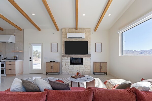 Fireplace and TV in the living room.