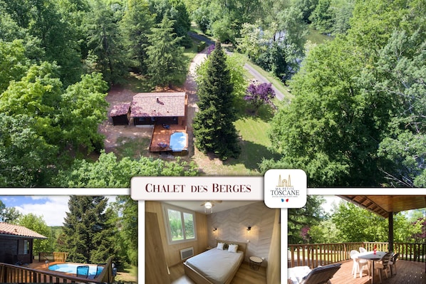 Heated above-ground swimming pool - 3500 m² wooded park - Private pontoon on the banks of the Aveyron - Wooden terrace with garden lounge - Fitted kitchen.
