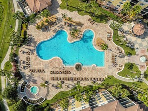 A stunning aerial view of the pool