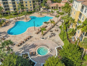 A stunning aerial view of the pool