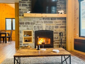 Wood fireplace located on the ground floor