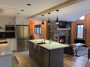 Open concept kitchen on the living room