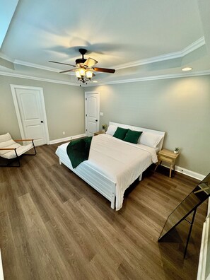 King bed with master bath and large closets