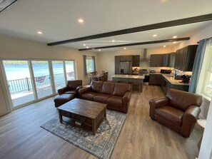 Open concept living room / kitchen / dining room