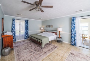 Primary Ensuite Bedroom, leads to sunroom (King bed, First floor)