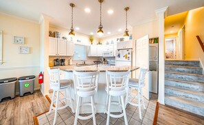 Kitchen island which can seat three