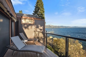 Gorgeous views from lakefront deck off of living room and dining area