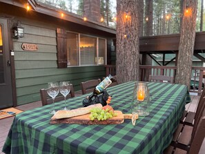 Deck with new furnisher and string lights